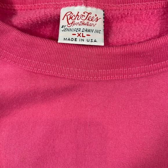 Vintage Rich Tee's Jennifer Dawn Pink Short Sleeve Sewing Machine Sweatshirt XL - Picture 3 of 7